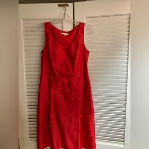 Ann Taylor red silk v neck dress